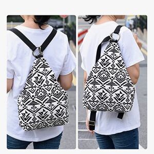 Stylish Geometric Black and White Backpack